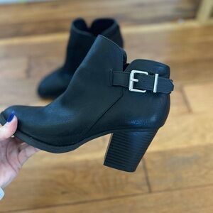 Express Black Ankle Boots with Silver Buckle